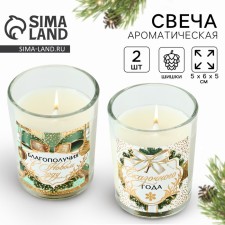 Set of New Year's candles “New Year: well -being in the new year” 2 pcs., Free cone, 5x6x5 cm