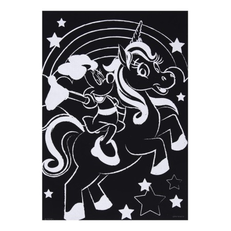 Engraving with a rainbow base, A5 Minnie Mouse format, Minnie Mouse and unicorn-3