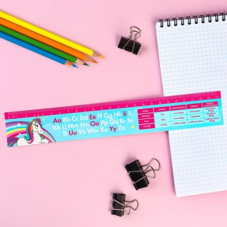 Line-stroke plastic 25 cm, "English alphabet" Minnie Mouse and unicorn, flexible-3