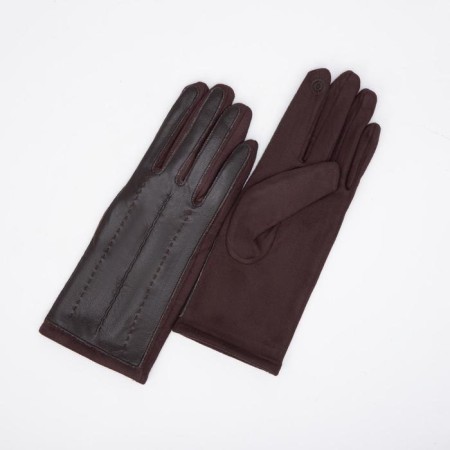 Gloves are female, dimensionless, without insulation, brown color