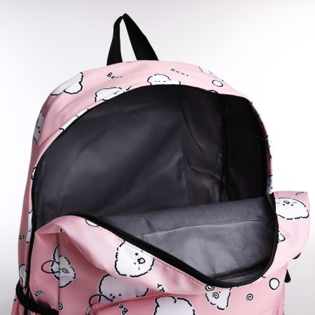 School backpack from textiles on lightning, 3 pockets, pencil case, pink color-7