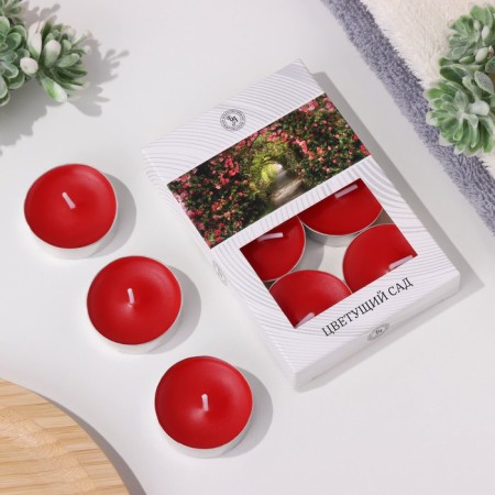 A set of tea candles flavored "flowering garden" in a gift box, 6 pcs
