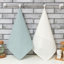 A set of kitchen towels of the Dolyana Stripes, 40x70cm- 2pcs, Green, 50%P/E, 50%HL