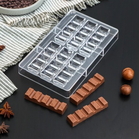Form for chocolate and sweets "Kinder", 14 cells, 20 × 12 × 2.5 cm, cell (8.3 × 2.1 × 1.2 cm)