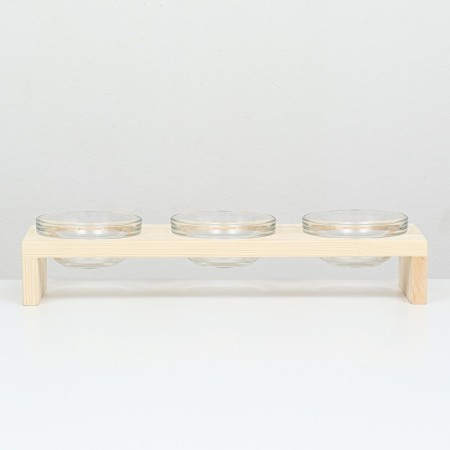 Triple stand with transparent glass bowls 45 x 14.5 cm x 6.5 cm 3x250 ml-1