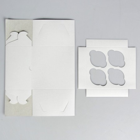 Packaging for cupcakes for 4 pcs, without a window, white 16 x 16 x 10 cm-2