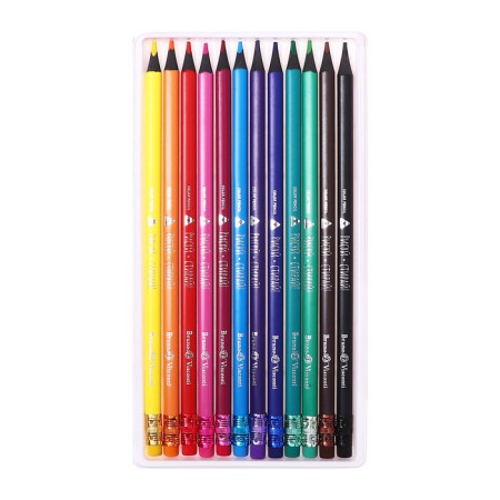 Pencils 12 colors BrunovisConti draw and wash, plastic with an eraser and a sharpener, mix-7