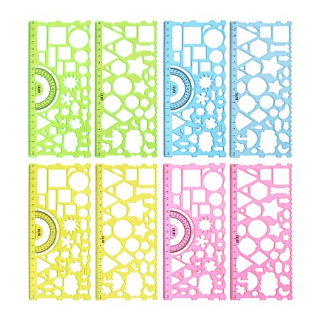 Set of stencils, 2 pieces, plastic, geometric shapes mix