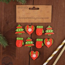 A set of New Year's decor on the magnet, 9 pcs. 