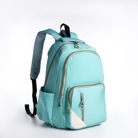 Youth backpack from textiles, 2 departments, 3 pockets, turquoise color-2