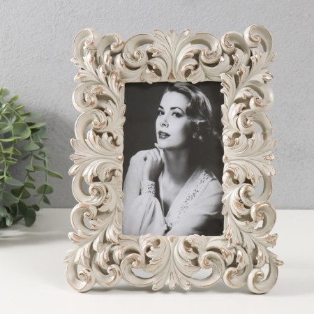 Photo frame Polystone 10x15 cm "Sprawl leaves" white with a patina 23.2x18.4x2 cm