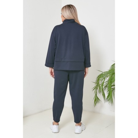 Female suit, size 66, dark blue color-3