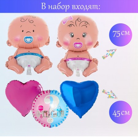 Set of balls "Party Gender Pati", latex, foil, 5 pcs.-1