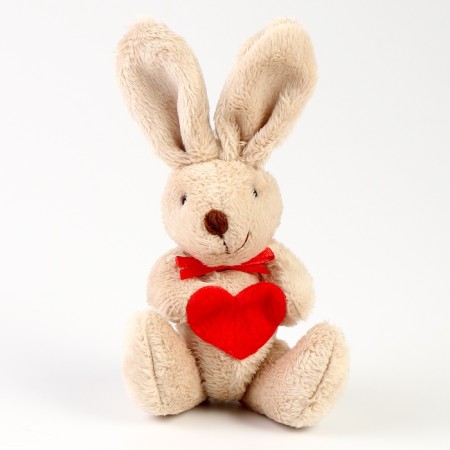 Soft toy "Rabbit with Heart", on a key fob, color mix