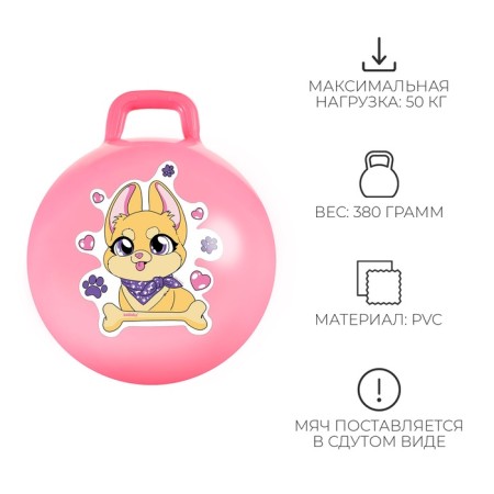 Ball-slop with a zabiaka handle "Corgi", D = 45 cm, 380 g, pink color-1