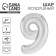Foil ball 40 "Number" 9 ", color silver slim