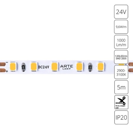 ARTE LAMP Tape 24V 9.6W/m, 3000k, 5 m