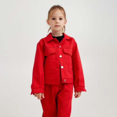 Jacket for Minaku girl: Casual Collection Kids, red color, height 122 cm