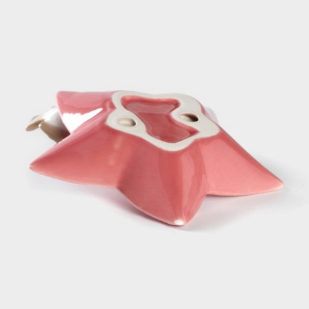 Ceramic serving dish "Doves on a flower", 14 × 13.5 × 4 cm, pink color-3