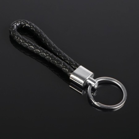 Key keychain, loop with a mobile phone number, black
