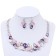 Set 2 objects: earrings, necklaces "leaflets", pink color in silver, 40 cm