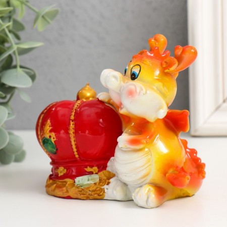 Piggy bank Polystone "Fiery Dragon with Crown" mix 11.5x7x9 cm-4