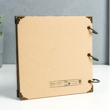 Photo album on rings 30 sheets "Drawn flowers" Black sheets 18.5x18.5 cm-3