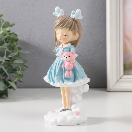 Souvenir Polystone "Girl with deer horns and a bear in the hands" MIX 8x6.4x16.5 cm-4
