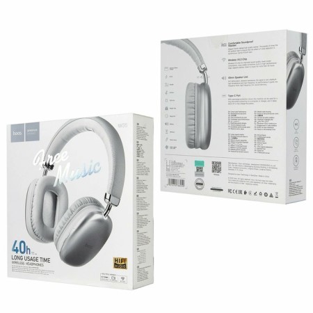 Hoco W35 headphones, wireless, full -size, Bluetooth 5.0, 400 mAh, silver-4