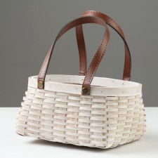 Wicker basket, 21 x 16 x 10/22 cm, white, sequoia