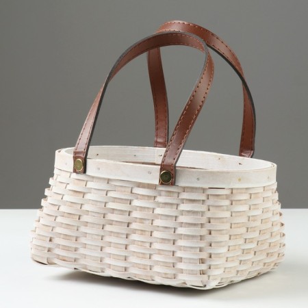 Wicker basket, 21 x 16 x 10/22 cm, white, sequoia
