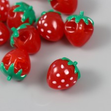 Бусина для творчества пластик "Клубника" 1,9х2,3х1,9 см