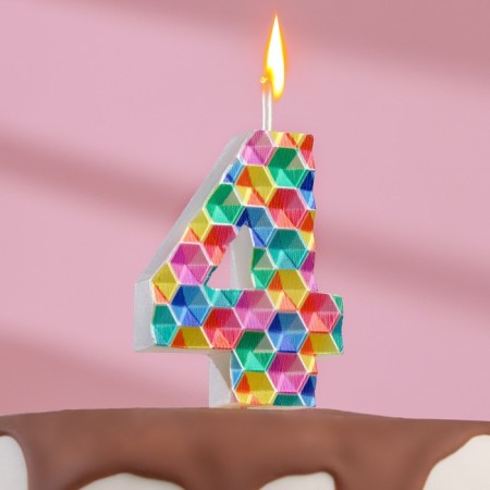 Candle in the cake on the skewer "Kaleidoscope", the number 4, 7 cm