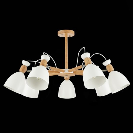 Ceiling EVOLUCE lamp. Sle103802-07. Balcamo. 7x60 watts, E27, 75x75x45 cm, color light wood, white-3