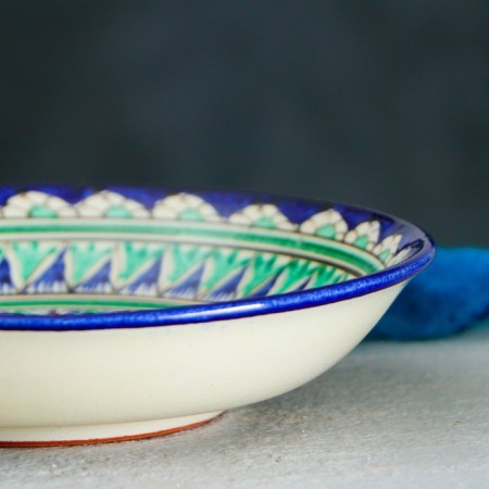 The plate of the Rishtan ceramics "Patterns", blue, deep, 20 cm-2