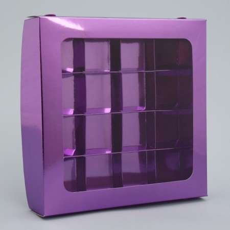 Box for sweets, confectionery packaging, 16 cells "violet", 18.9 x 18.9 x 3.8 cm-1