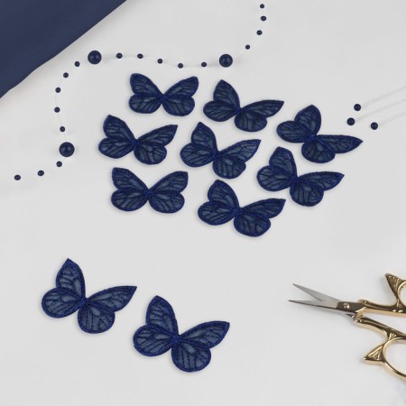 Knitted elements "Butterflies", 3.5 × 4 cm, 10 pcs, dark blue color-1