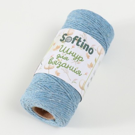 Knitting cord 100% cotton, width 1mm 100m 80g of "sky blue" 10x4.2x4.2 cm-1