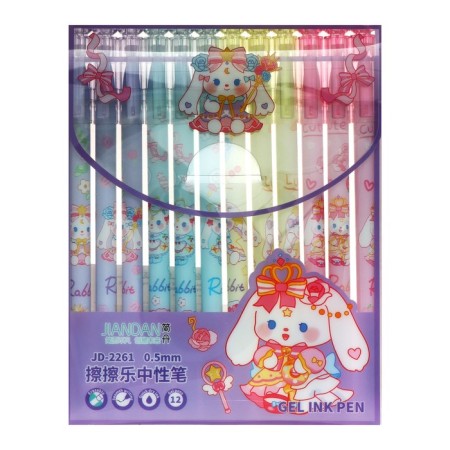 Gel pen with erased ink, blue rod, Bunny case, mix-3