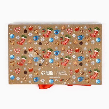 Box for 6 sweets with cells "New Year's attributes" 14.8 x 9.5 x 3.5 cm, New Year-4