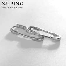 Earrings with rhinestones Xuping oval Happiness, white color in silver