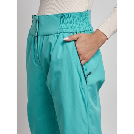 Warmed female trousers, size 42, green color-8