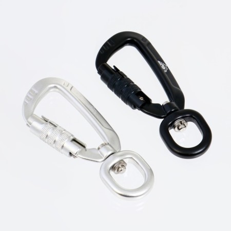 Carabiner with a bayonet coupling and a vertluge, 9x4 cm, 400 kg, mix