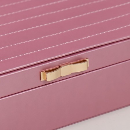 Casket to the leatherette for jewelry "Glovan. Strips. Bant" Pink metallic 17x24x7 cm-1