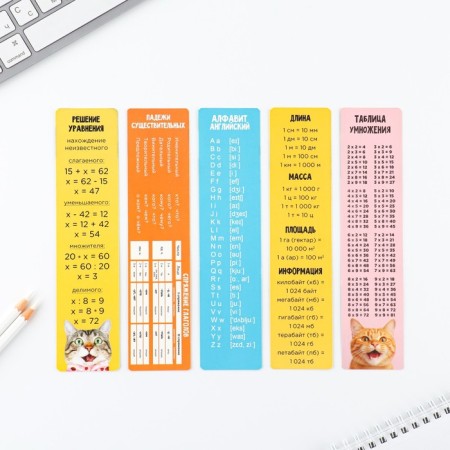 A set of cardboard bookmarks with hints, 5 pcs "Funny animals"-3