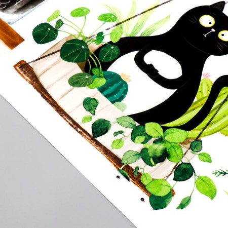 Stick plastic interior color "Black cats and plants" 30x90 cm set 2 sheets-2