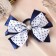 Hair elastic band "Schoolgirl" Bant flower and peas, 13cm, blue-white
