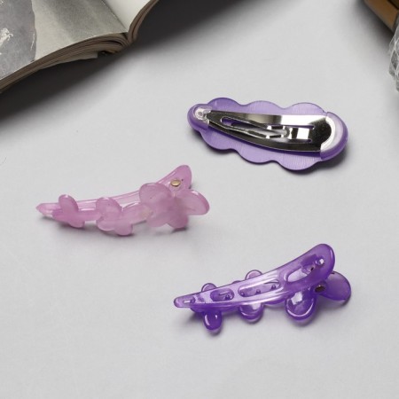 Jannet hair clip (set 3 pcs) 5 cm, purple-1