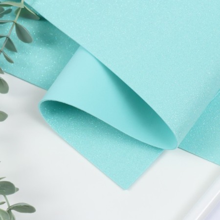 Foamiran glitter 2 mm, 50x50 cm, mint