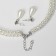 Set 2 objects: earrings, “lady” necklace 2 threads, sparkling drop, white color in silver, 45 cm